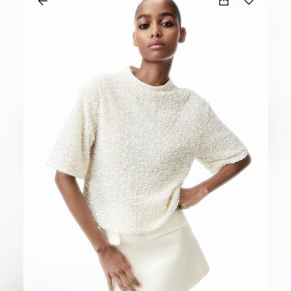 H&M cream sequin top - Picture 1 of 7